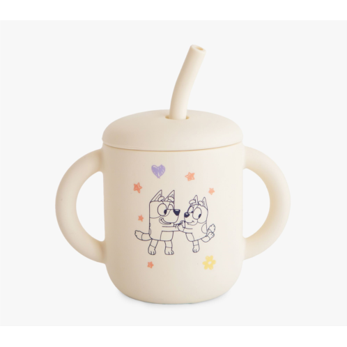 Potterybarn Mushie Silicone Training Cup Straw -BlueyIvory