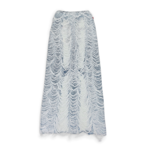 Diesel blue denim shredded long maxi skirt