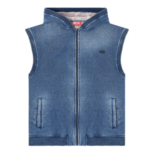 DIESEL embroidered logo sleeveless full-zip hooded sweater
