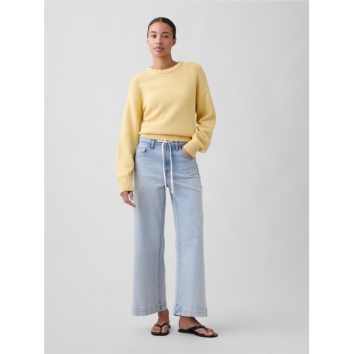 Gap High Rise Drawstring Wide-Leg Crop Jeans