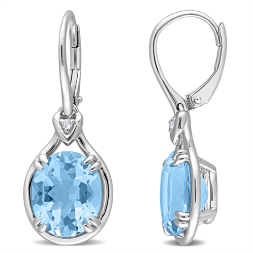 Mimi & Max womens 11 3/8ct tgw octagon-cut sky blue topaz and white topaz leverback drop earrings in sterling silver