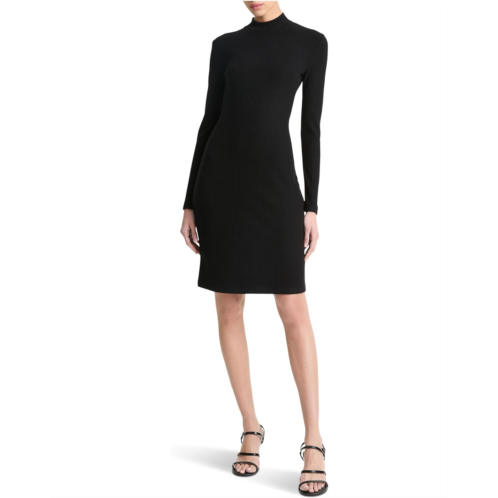 Womens Vince Ribbed Long Sleeve Short Dress