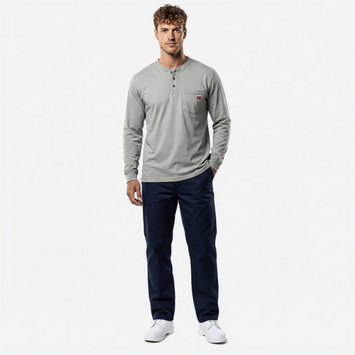Wolverine Mens Flame Resistant Long Sleeve Henley T-shirt Grey
