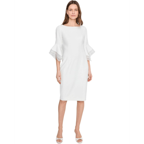 Womens Adrianna Papell Knit Crepe Tiered Sleeve Dress