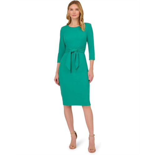 Womens Adrianna Papell Knit Crepe Tie Waist Sheath