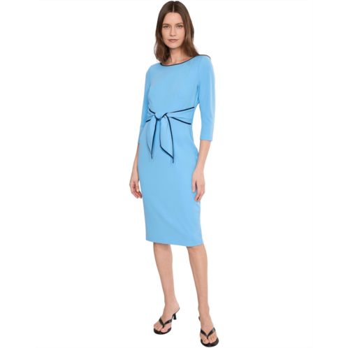 Womens Adrianna Papell Tipped Crepe Tie Dress