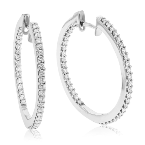 Vir Jewels 1 cttw lab grown diamond hoops earrings in sterling silver with hidden post for women