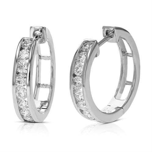 Vir Jewels 1 cttw lab created diamond hoop earrings 925 sterling silver channel 2/3 inch
