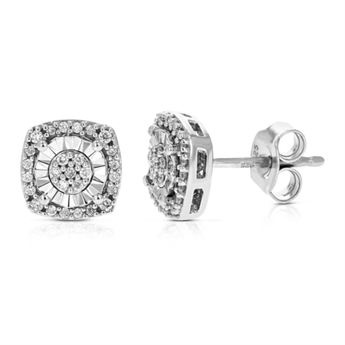 Vir Jewels 1/5 cttw round cut lab grown diamond earrings square studs in .925 sterling silver prong set