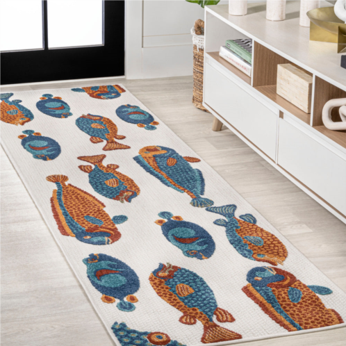 JONATHAN Y algarve modern fish high-low indoor/outdoor runner rug
