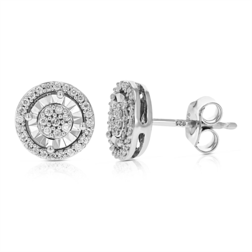 Vir Jewels round stud earrings with 1/5 cttw lab grown diamonds in .925 sterling silver prong settings