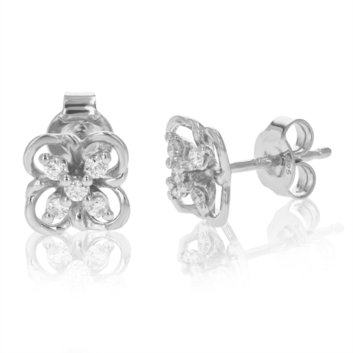 Vir Jewels 1/5 cttw round cut lab grown diamond stud earrings .925 sterling silver prong set on flower design