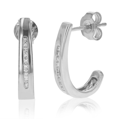 Vir Jewels 1/8 cttw round lab grown diamond dangle earrings .925 sterling silver channel set 2/3 inch