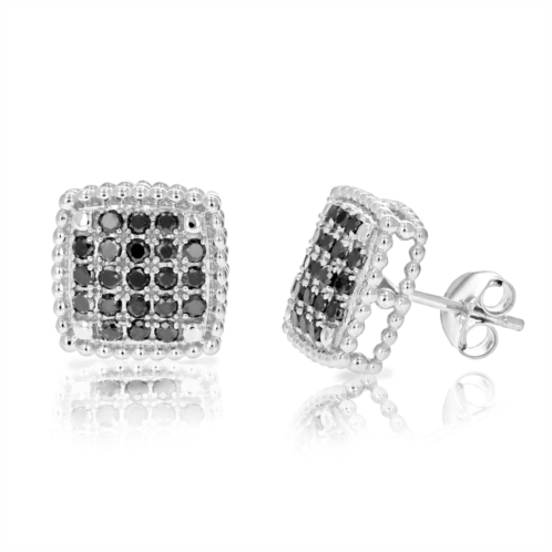 Vir Jewels 1 cttw black diamond cluster composite stud earrings .925 sterling silver 1/2 inch