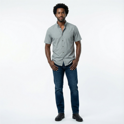 Magellan Outdoors Mens Summerville Solid Short Sleeve Shirt Monument