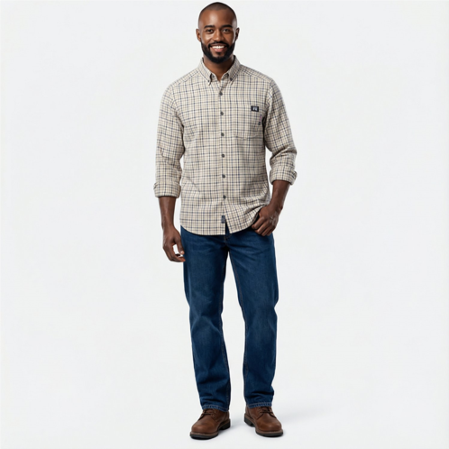 Wolverine Mens Flame Resistant Long Sleeve Twill Button Down Shirt Navy