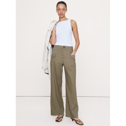 Bananarepublic Mid-Rise Straight Utility Pant in Stretch Linen-Viscose