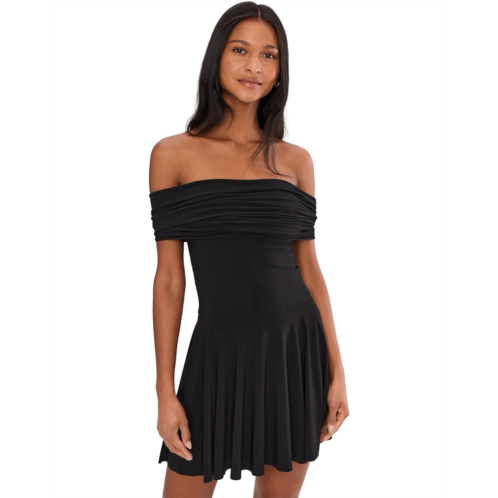 Womens Norma Kamali Sleeveless Cowl Neck Hooded Flared Pickleball Dres