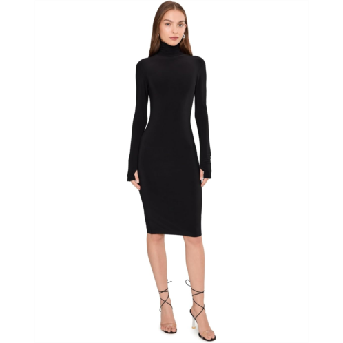 Womens Norma Kamali Long Sleeve Turtleneck Dress To Knee