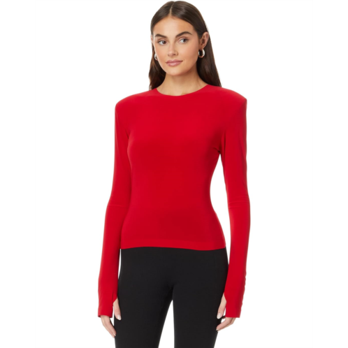 Norma Kamali Shoulder Pad Long Sleeve Crew Top