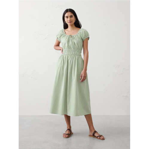 bananarepublic Poplin Gathered-Neck Midi Dress