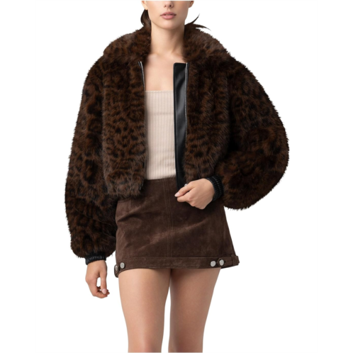 Blank NYC Animal Print Faux Fur Jacket