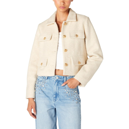 Blank NYC Cropped Shirt Jacket With Pocket And Gold Button Detail