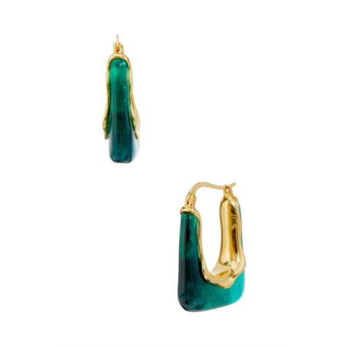 SAVVY CIE JEWELS 18k gold plated brown resin earrings