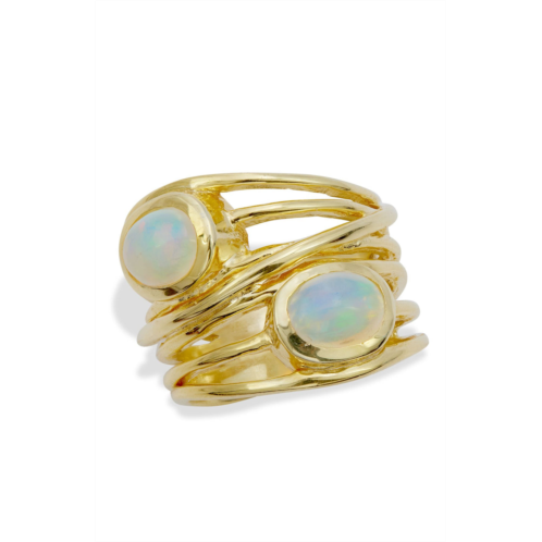 SAVVY CIE JEWELS 18k gold plated over sterling silver double opal ring