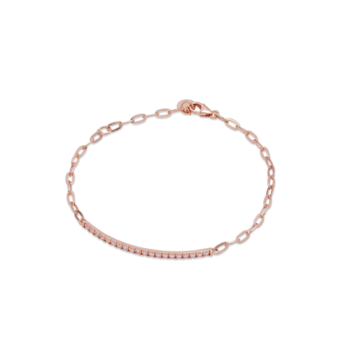 SAVVY CIE JEWELS rhodium plated over sterling silver .925 white cz bar paperclip bracelet