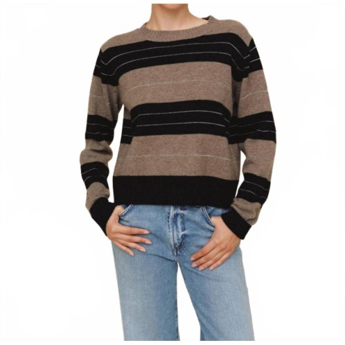 Bella Dahl fitted crew sweater in frappe stripe