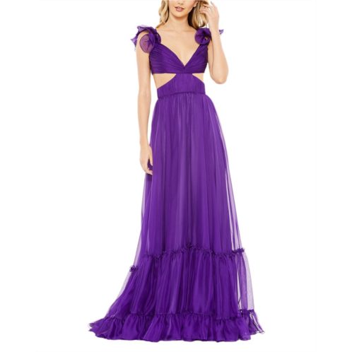 Mac Duggal ruffle sleeves side cutout dress