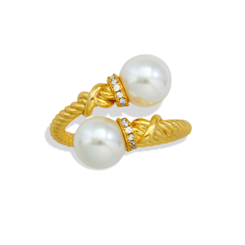 SAVVY CIE JEWELS 18k gold plated swarovski pearl wrap ring