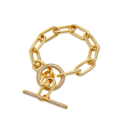SAVVY CIE JEWELS gold plated paperclip cz toggle bracelet