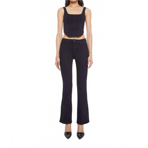 Mother weekender flared leg jean in black