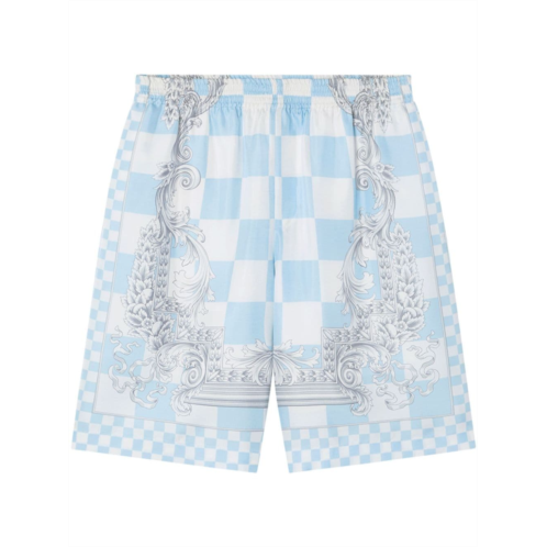 VERSACE silk checkerboard print shorts