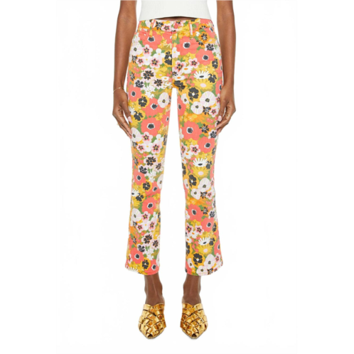 Mother mid rise smokin double flood jeans in flowers al fresco
