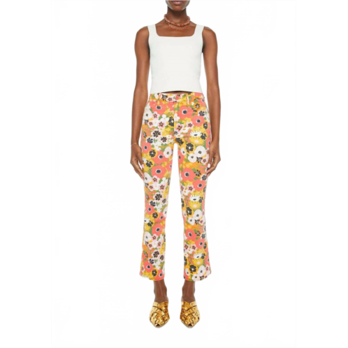 Mother the mid rise smokin double flood flared pants in flowers al fresco