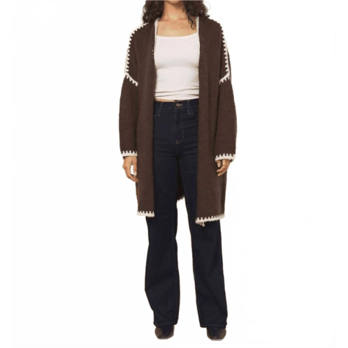 Vintage Havana game day open front cardigan in brown