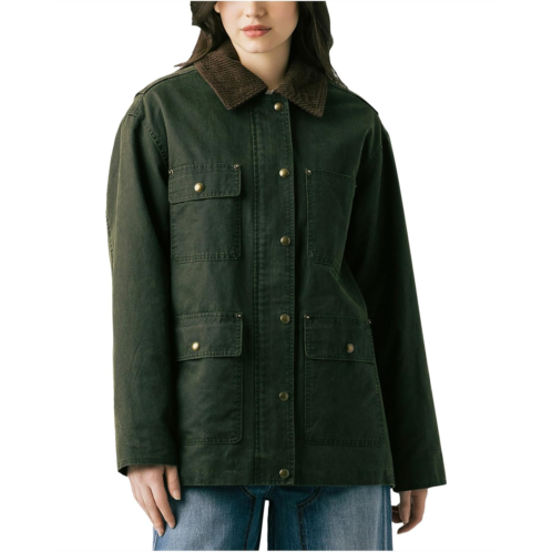 Blank NYC Catching A Break Coated Barn Jacket With Corduroy Collar Detail
