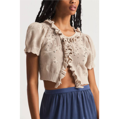 LoveShackFancy rizina crop cardigan in tan