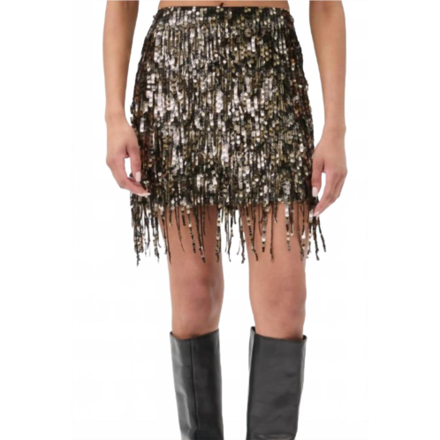 Trina Turk rico skirt in black gold sparkle