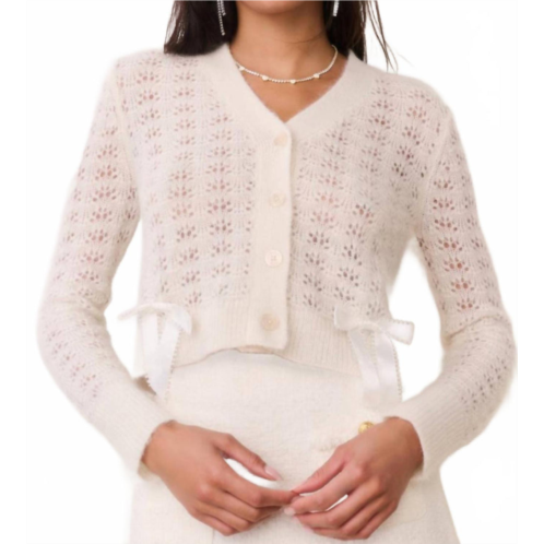 LoveShackFancy lilly alpaca-blend bow cardigan in frosted candy