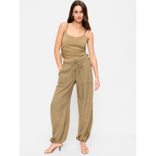 OldNavy Mid-Rise Linen-Blend Cinched-Ankle Pants