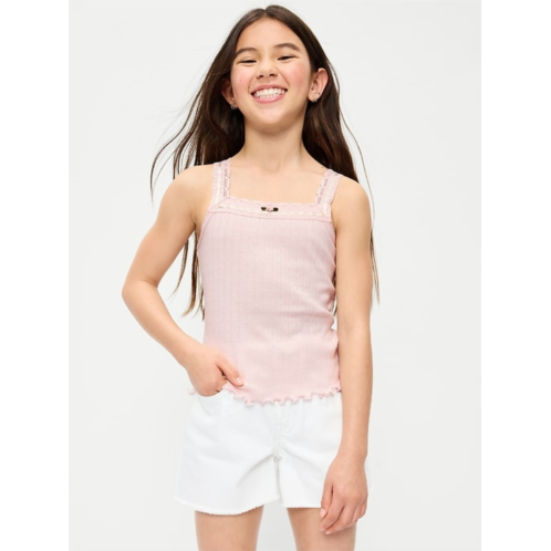 OldNavy Fitted Lace-Trim Pointelle Tank Top for Girls