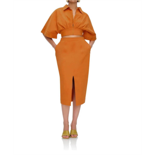 Andrea Iyamah womens alu midi skirt in canteloupe