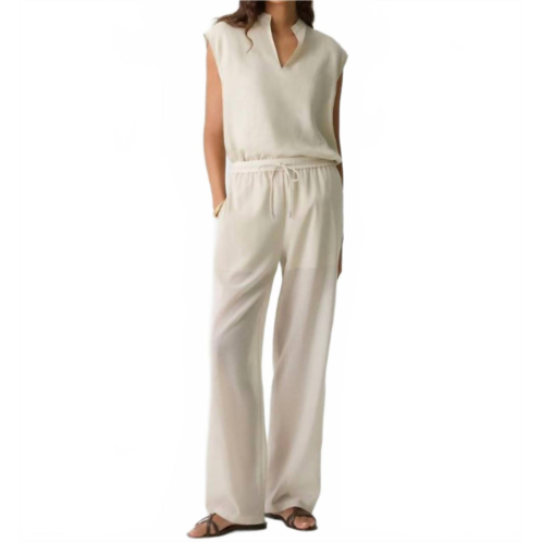 Theory drawcord pull-on pant in sand