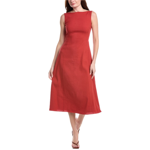 Theory sleeveless boatneck linen-blend dress