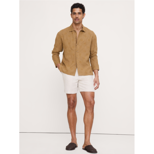Bananarepublic Relaxed-Fit Embroidered Linen Long-Sleeve Resort Shirt