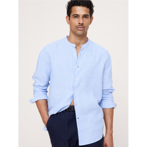 Bananarepublic Relaxed-Fit Linen Banded-Collar Shirt